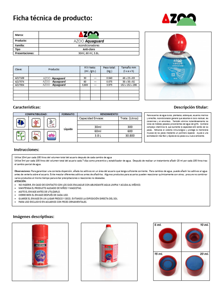 Acondicionador Azoo Aquaguard | PDF | Acuario | Agua