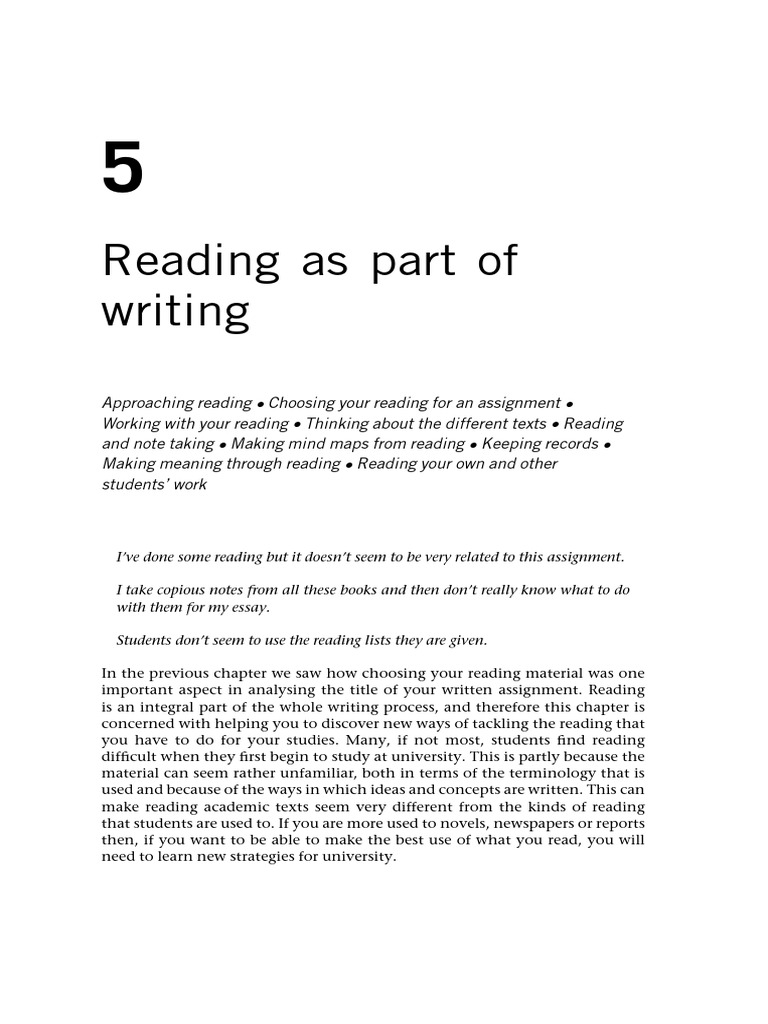Writing at University A Guide For Students - (Chapter 5 Reading As Part ...
