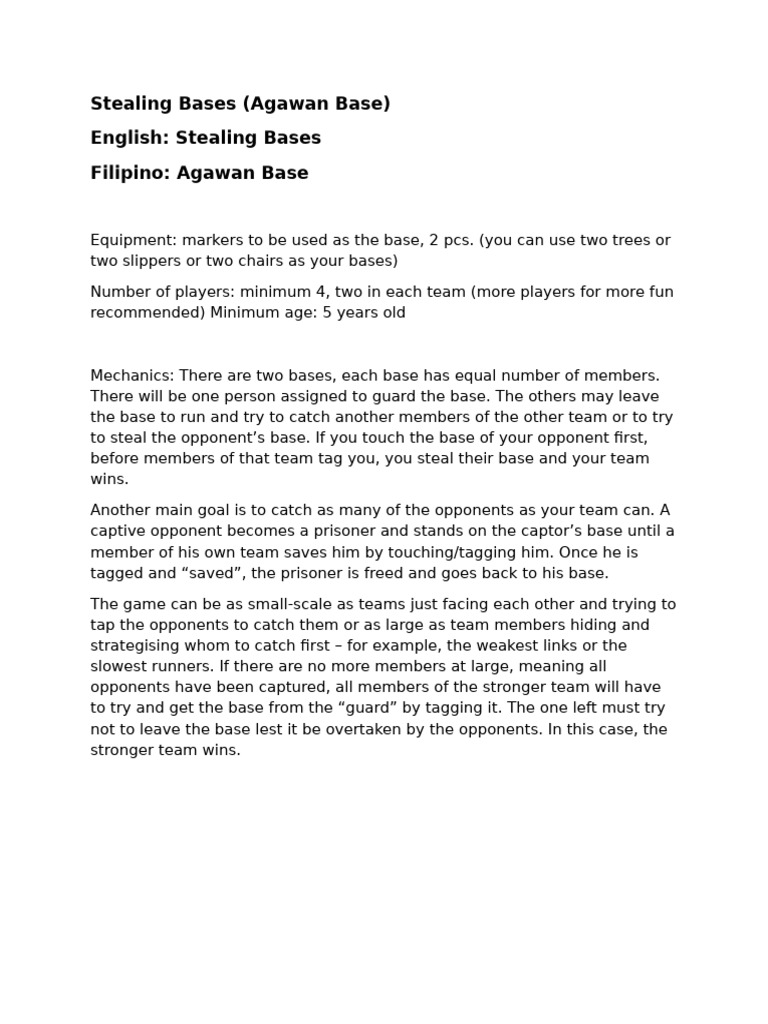 Agawan Base Game Mechanics Explained | PDF | Sports & Recreation | Home ...