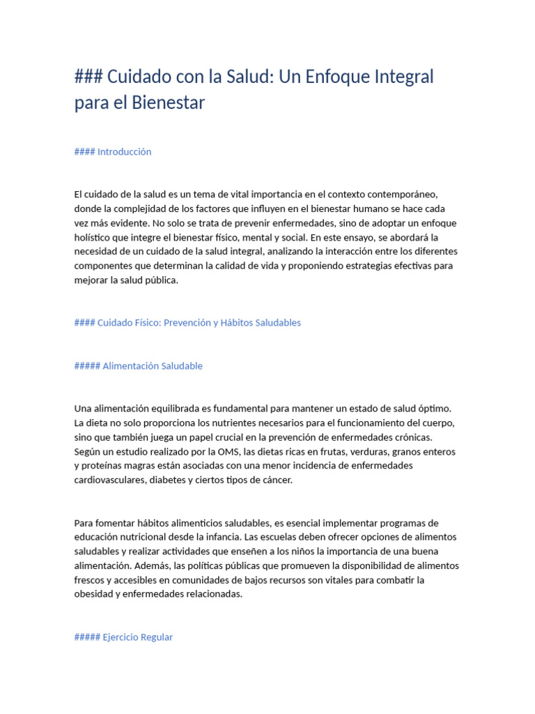 Cuidado Integral de la Salud y Bienestar | PDF | Dieta