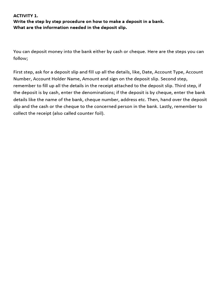 Activity 1 | PDF | Finance & Money Management