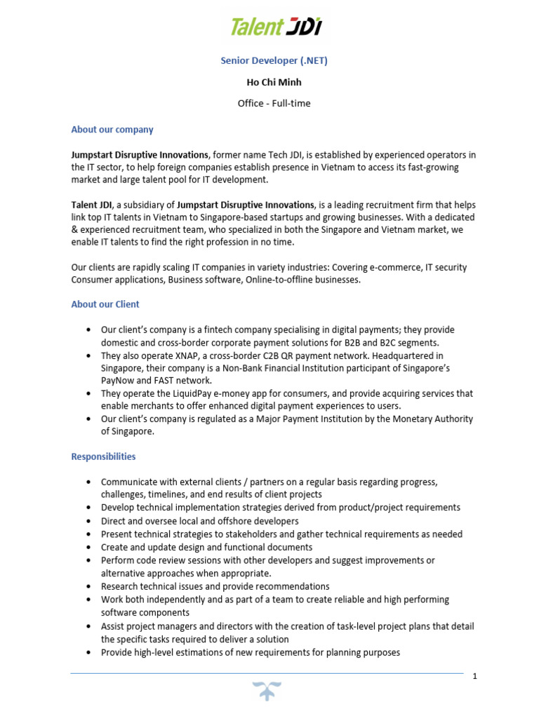 Senior Developer Role in Fintech | PDF | Object Oriented Programming ...