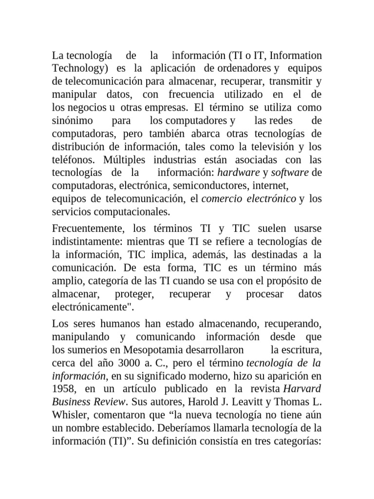 Investigacion de Informatica 1 | PDF | Tecnologías de la información ...