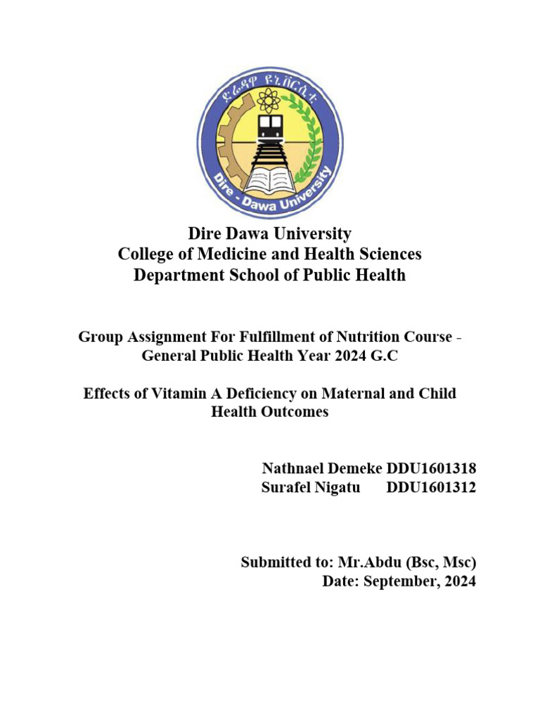 Effects of Vitamin A Deficiency On Maternal and Child Health Outcomes ...