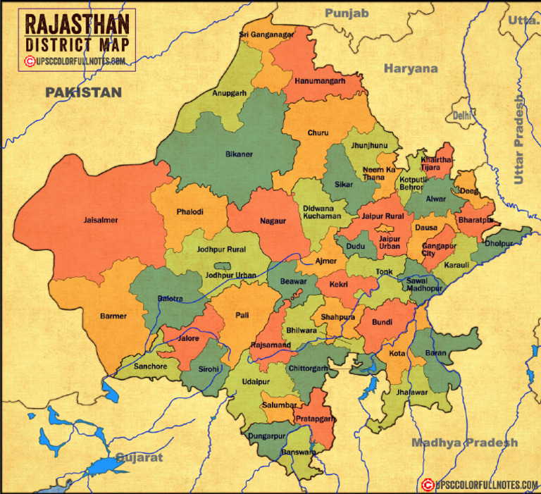 Rajasthan Map With District | PDF