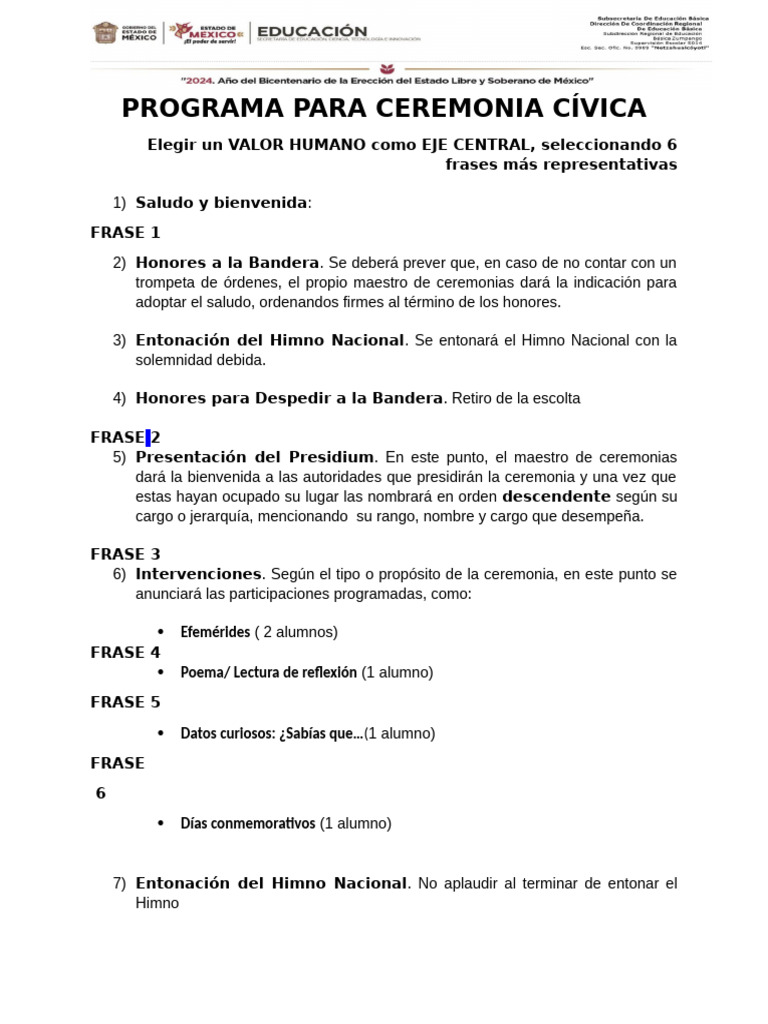 PROGRAMA PARA CEREMONIA | PDF