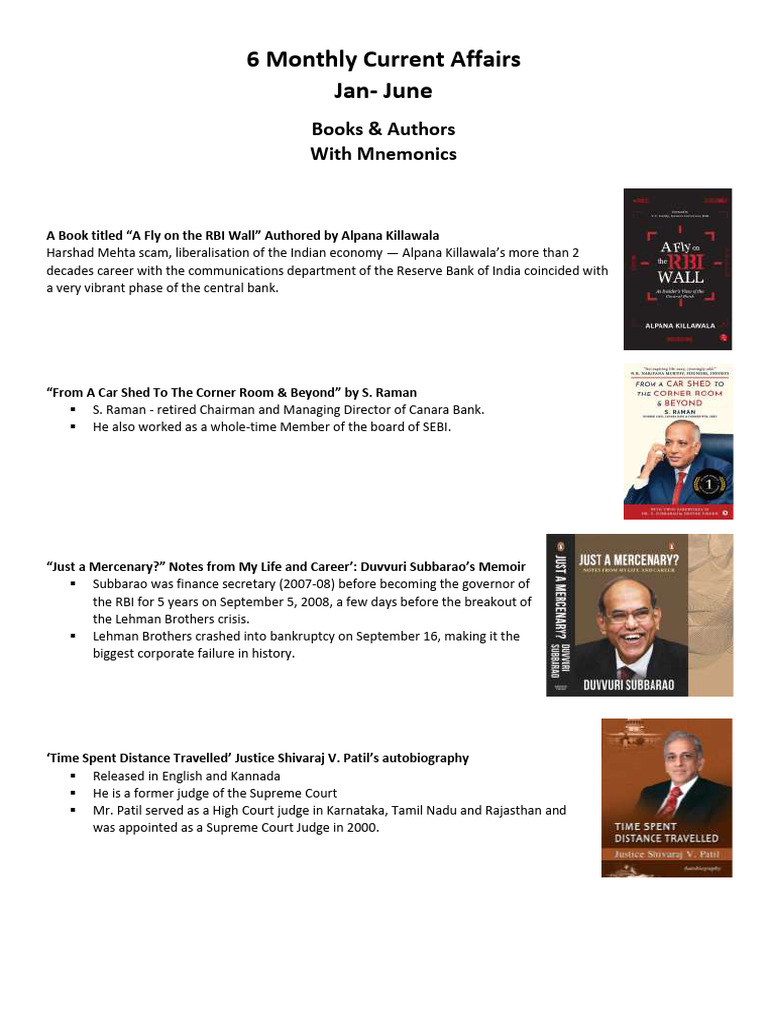 071 6 Monthly Current Affairs6 Monthly Books & Authors Jan T | PDF