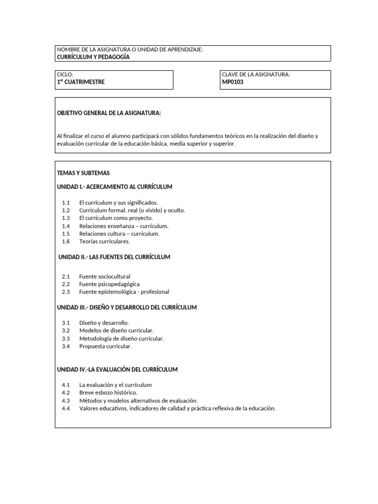 Curriculum y Pedagogia | PDF | Plan de estudios | Evaluación