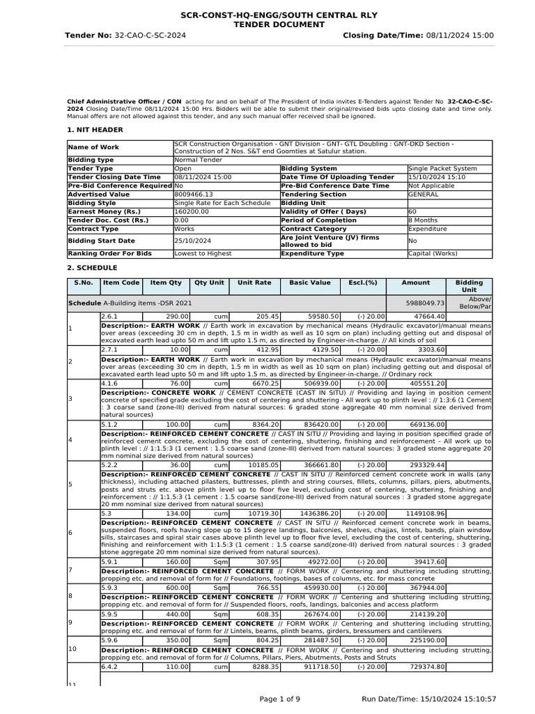 E-Tender for GNT-DKD Section Works | PDF | Concrete | Limited Liability  Partnership