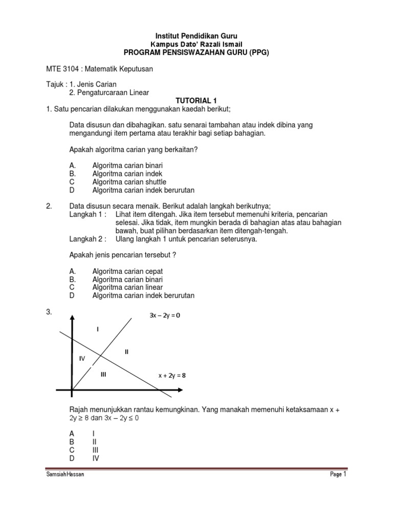 Tutorial PPG: Algoritma & Linear | PDF | Metode & Bahan Ajar