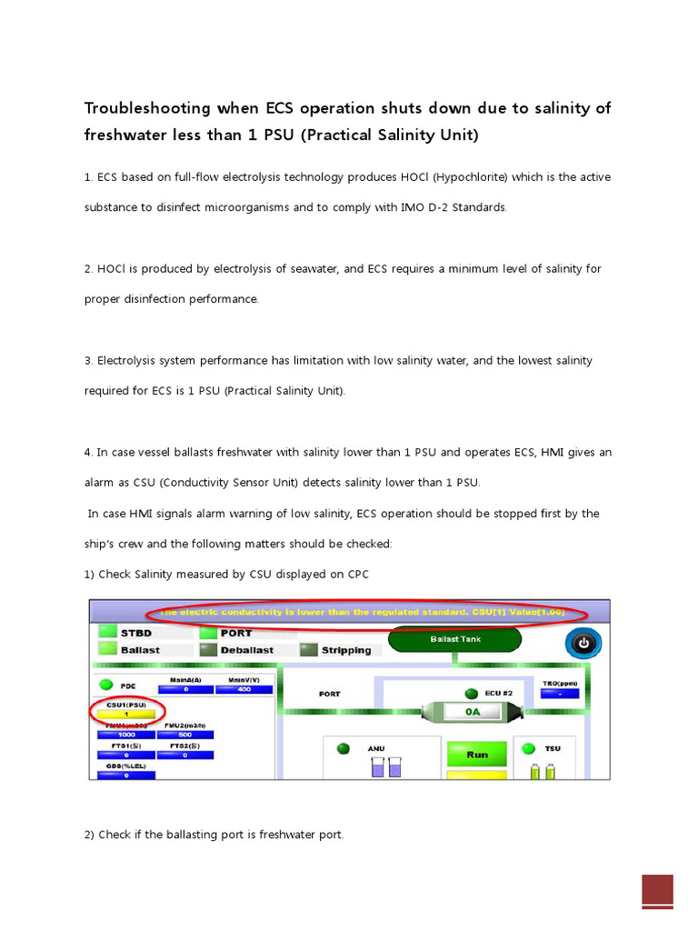 ECS Shutdown Troubleshooting Guide | PDF | Salinity | Water