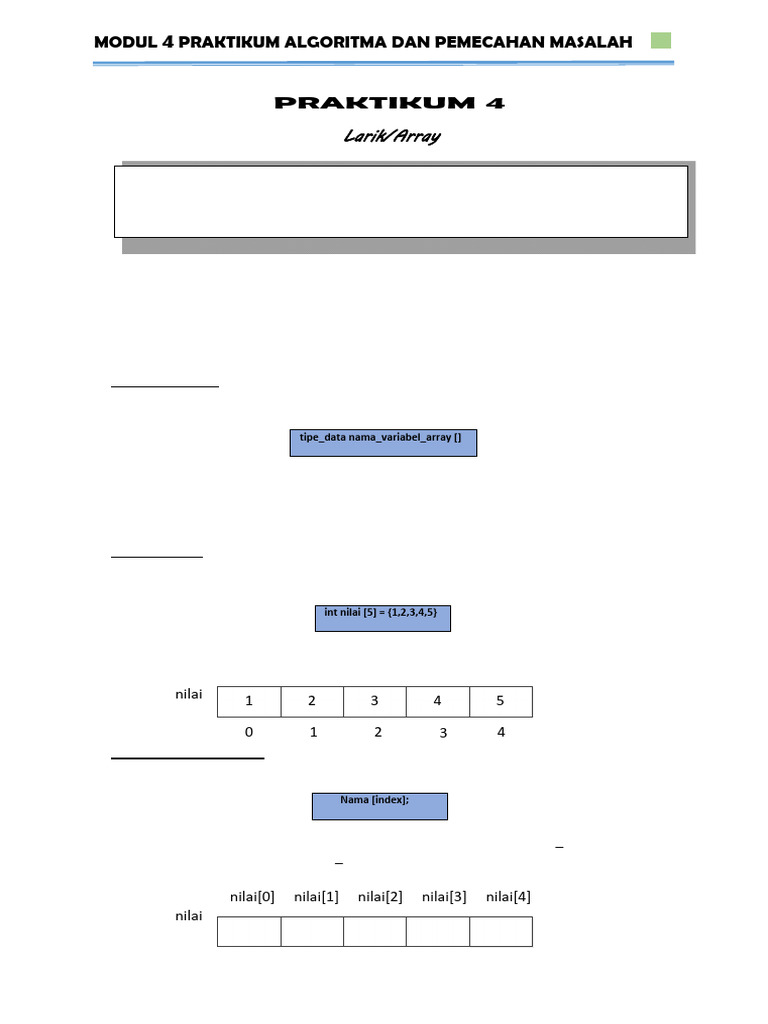 Praktikum Array dalam Pemrograman C++ | PDF | Teknologi & Rekayasa