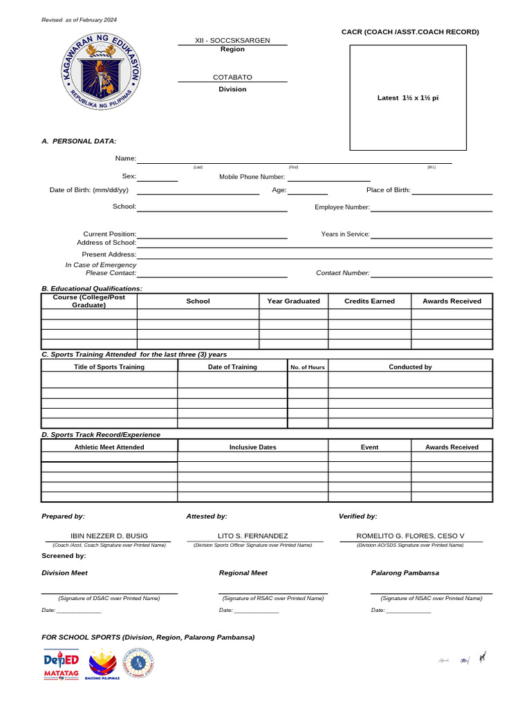 Coach Record v2024 | PDF
