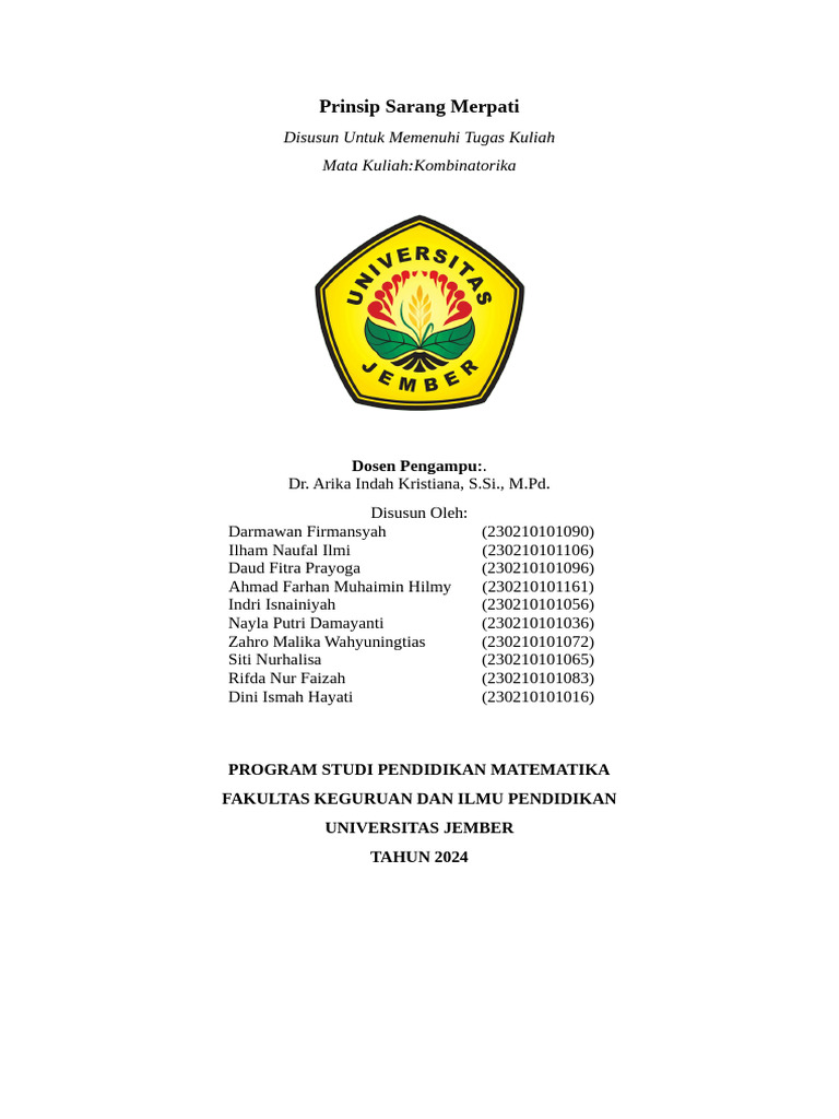 Prinsip Sarang Merpati dalam Kombinatorika | PDF | Metode & Bahan Ajar