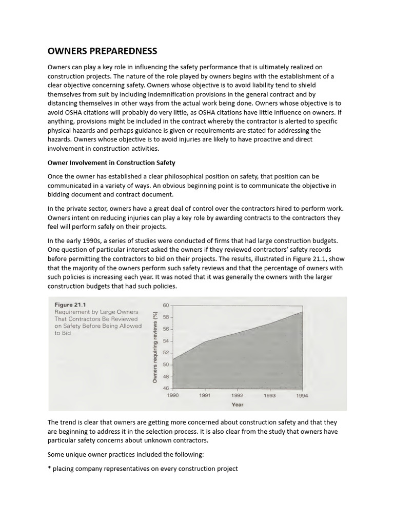 Owner Involvement in Construction Safety | PDF | Safety | Employment