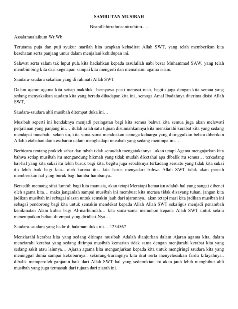 Sambutan Dalam Musibah Pdf