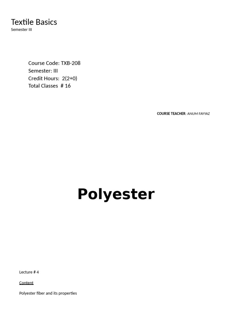 Polyester Fiber: History and Properties | PDF | Polyester | Fibers
