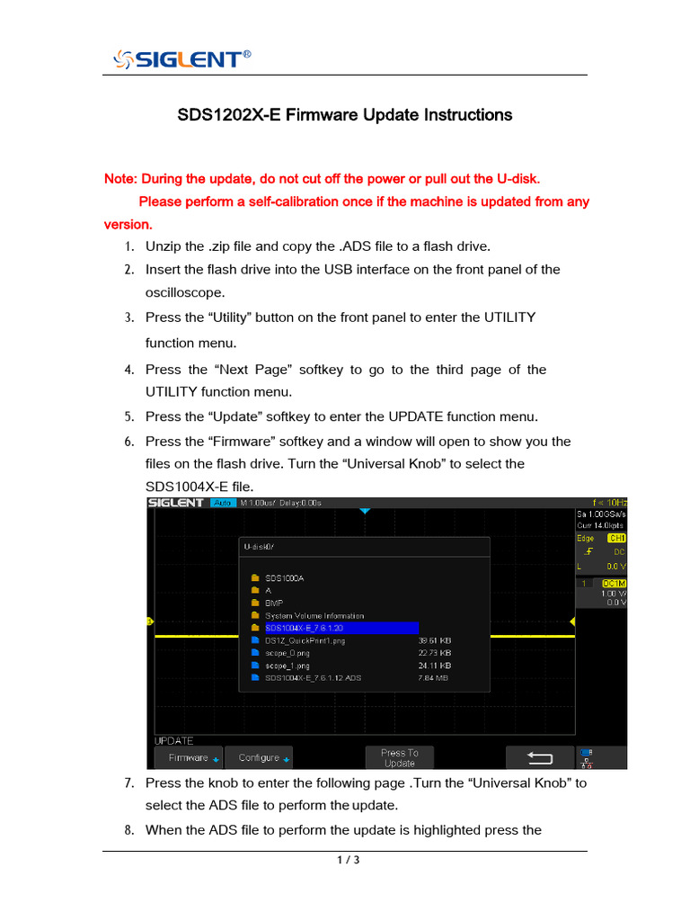 SDS1202X-E Firmware Update Guide | PDF | Computers
