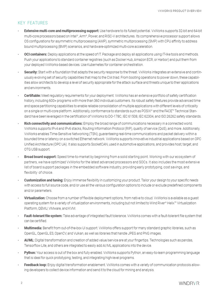 Key features vxworks product overview pdf multi core processor