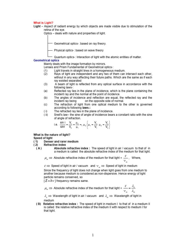 Understanding Light and Optics Principles | PDF | Eye | Optics