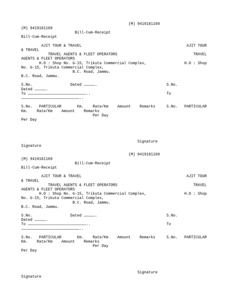 45727549 Tour Travel Bill Pdf