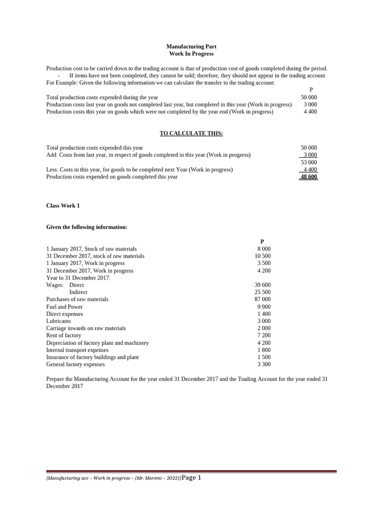Manufacturing Part 3 Pdf Cost Of Goods Sold Expense