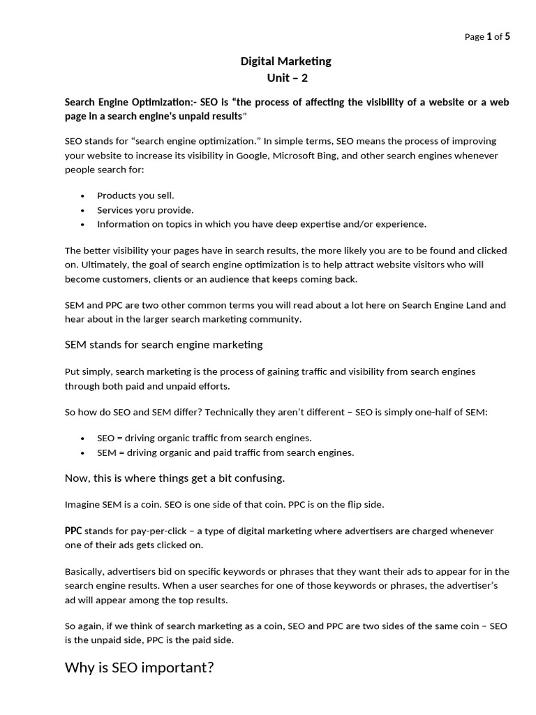 Understanding SEO for Digital Marketing | PDF | Search Engine Marketing ...