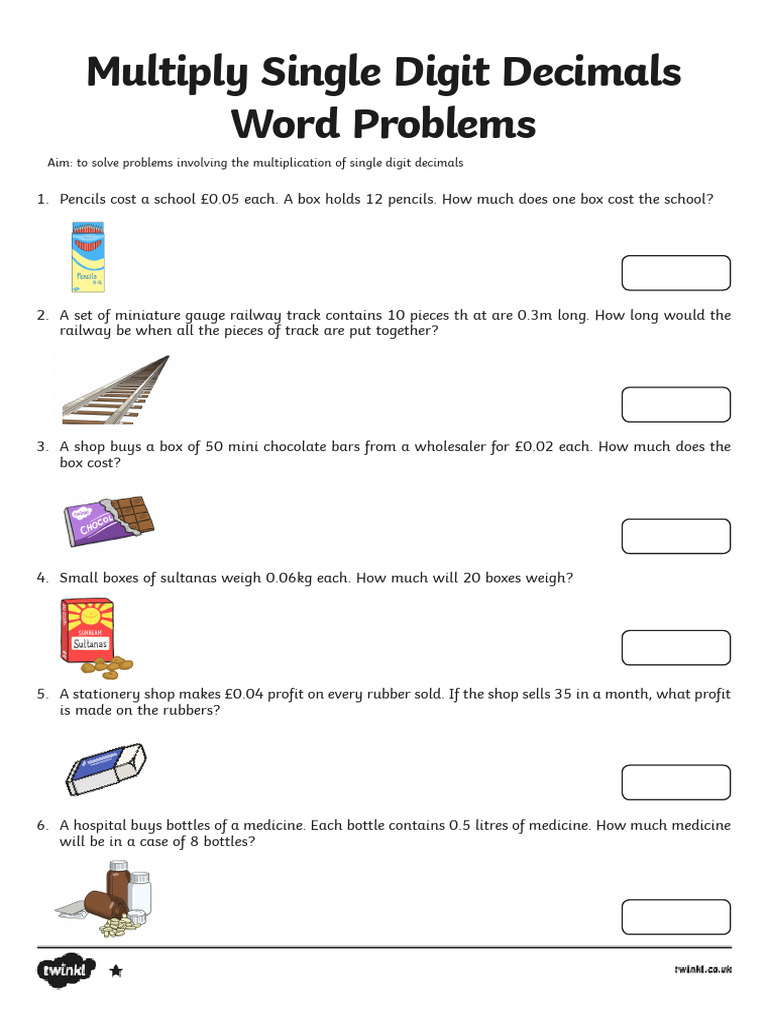 Single Digit Decimal Multiplication Problems | PDF | Multiplication