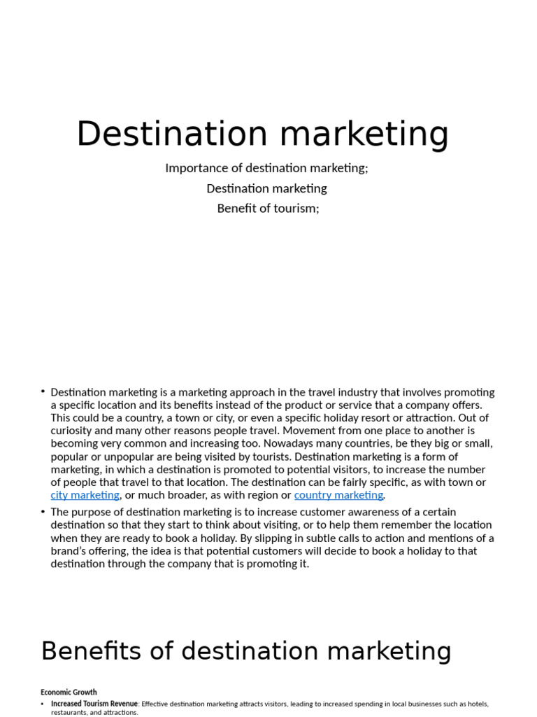 Importance of Destination Marketing | PDF | Tourism | Marketing