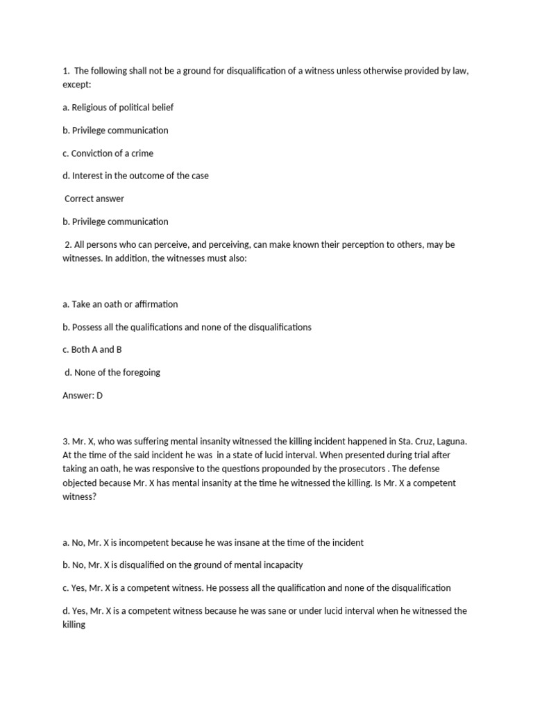 Witness Competency and Evidence Rules | PDF | Burden Of Proof (Law ...