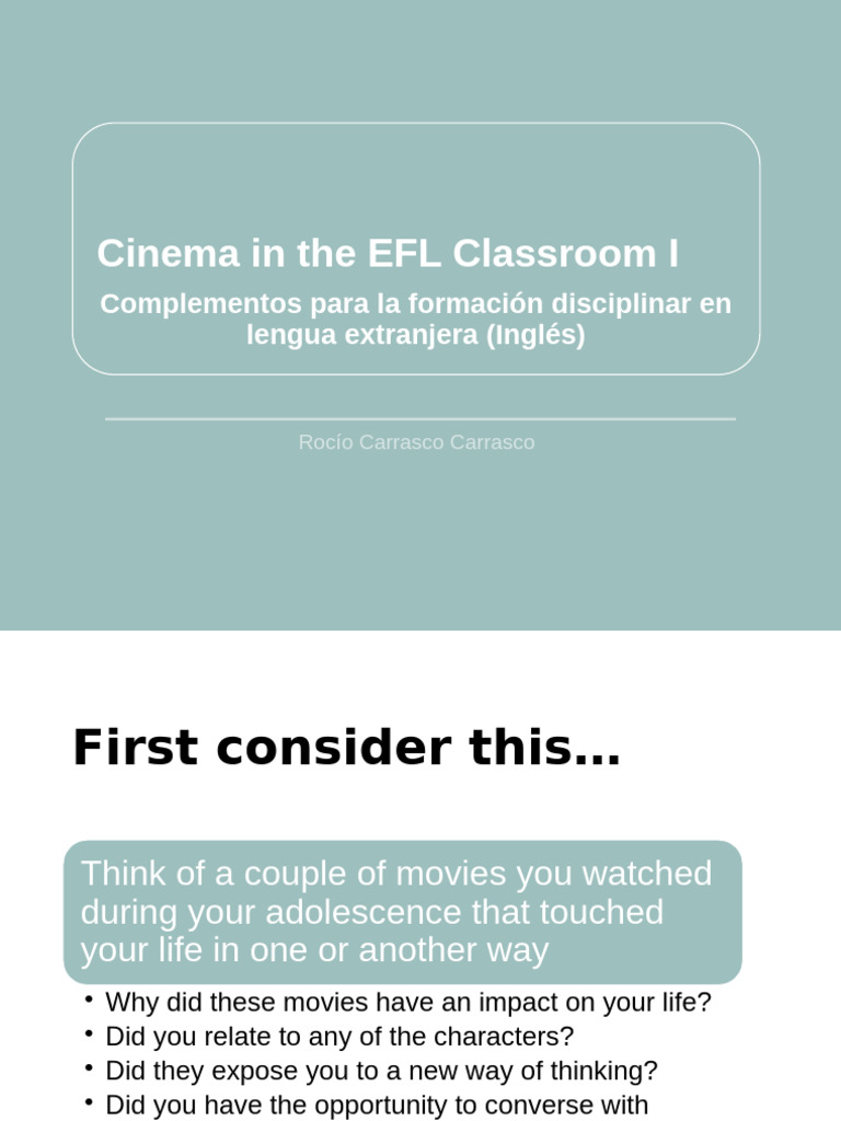 Using Cinema in EFL Education | PDF | English As A Second Or Foreign ...