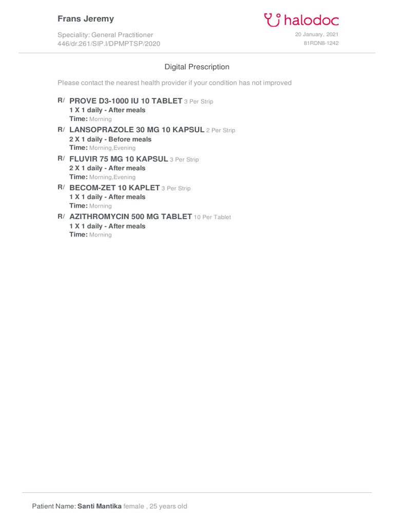 Prescription for Santi Mantika | PDF | Wellness | Science & Mathematics