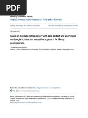 Make an institutional r e an institutional repository with z y with zero budget and easy steps o budget and easy steps