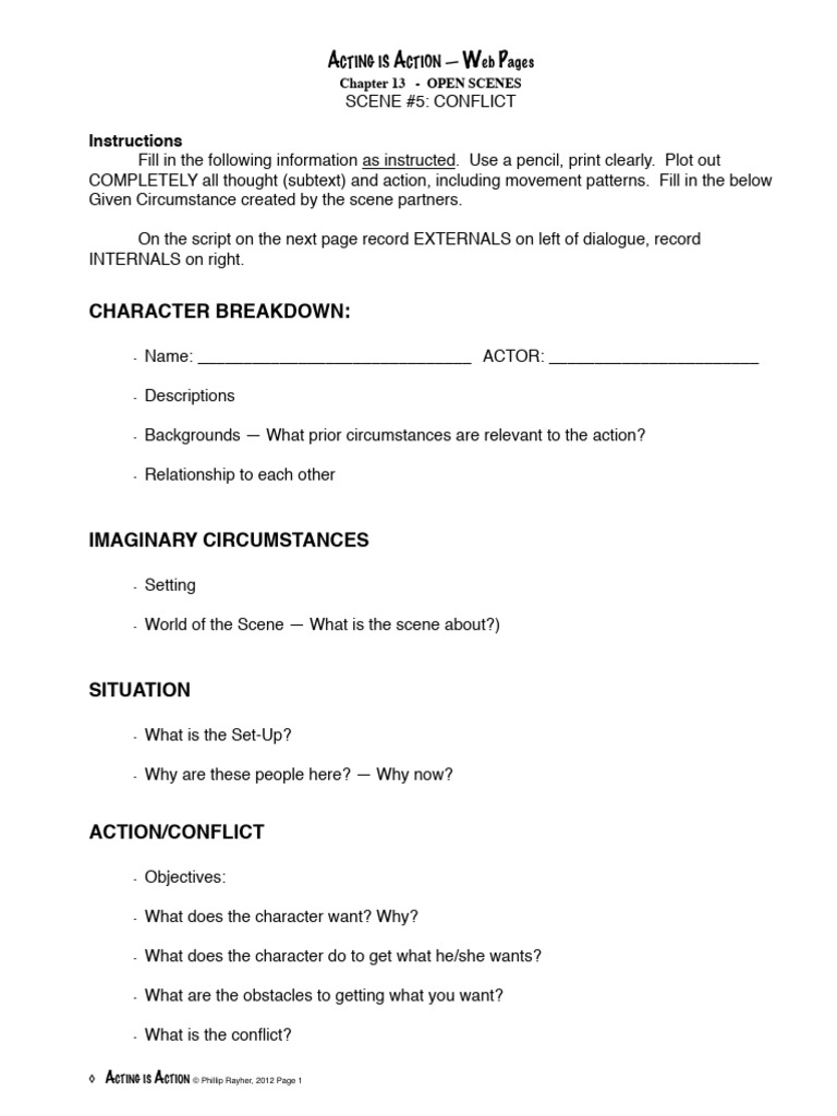 Scene Breakdown for Acting Exercises | PDF | Plot (Narrative)