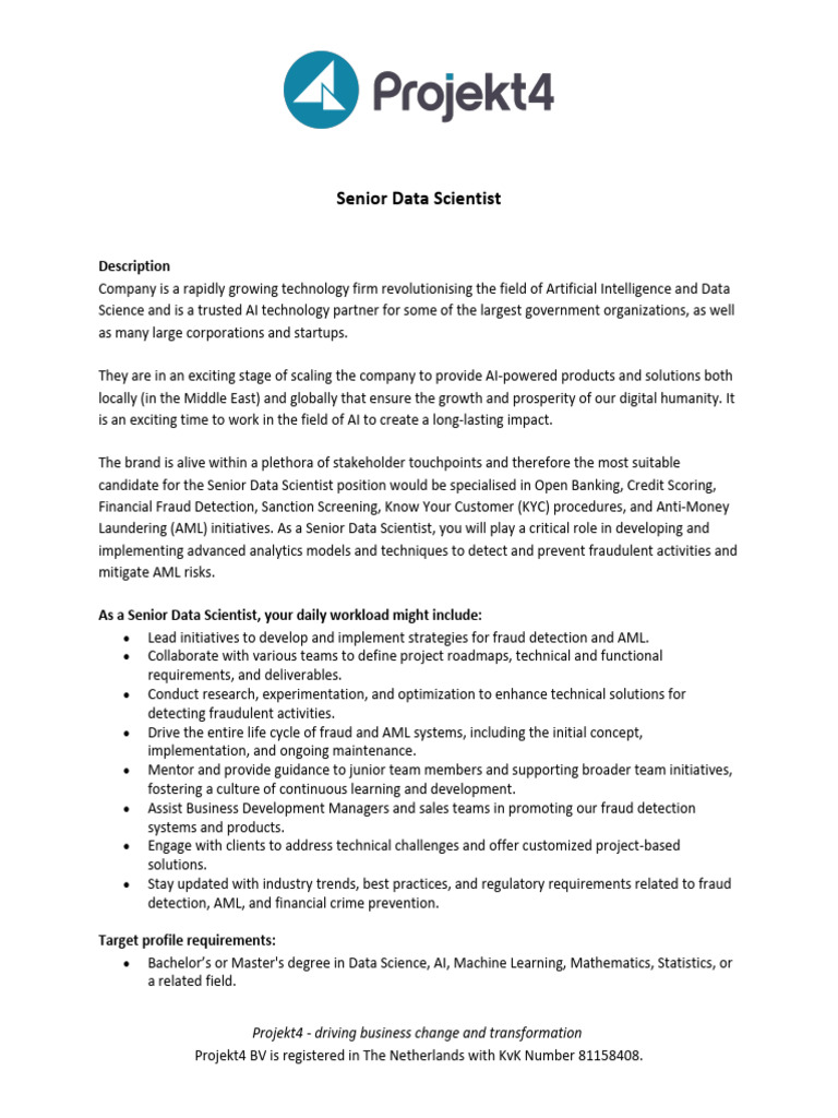 Senior Data Scientist Role in AI Solutions | PDF | Artificial ...