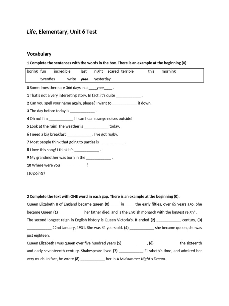 Elementary Unit 6 Test Overview | PDF | Travel