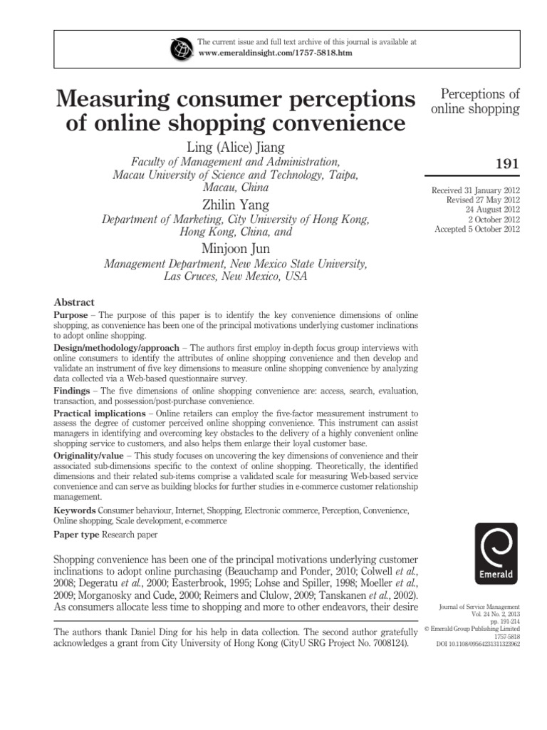 Measuring Consumer Perceptions of Online 2012 | PDF | Online Shopping ...