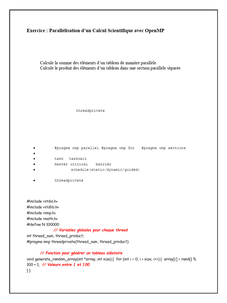 Parallélisation OpenMP d'un Calcul C | PDF | Thread (informatique ...