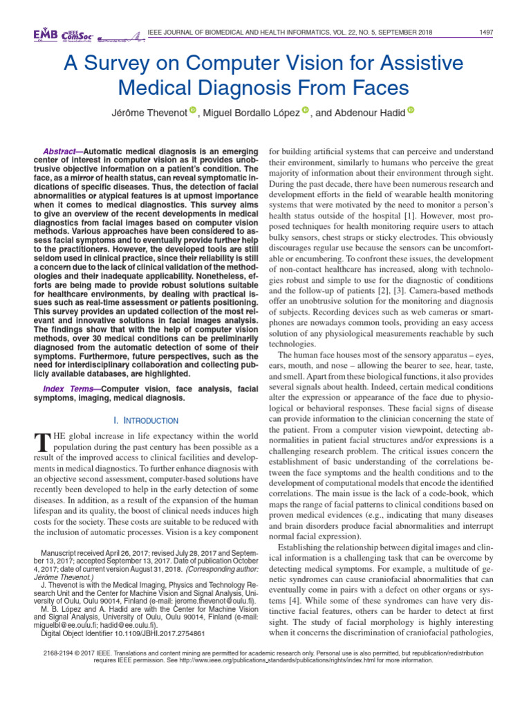 A Survey On Computer Vision For Assistive Medical Diagnosis From Faces ...