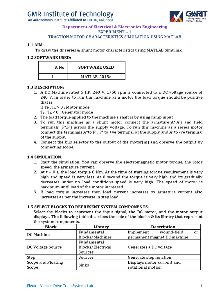 DC Series Motor Characteristics Simulation | PDF | Electric Motor ...
