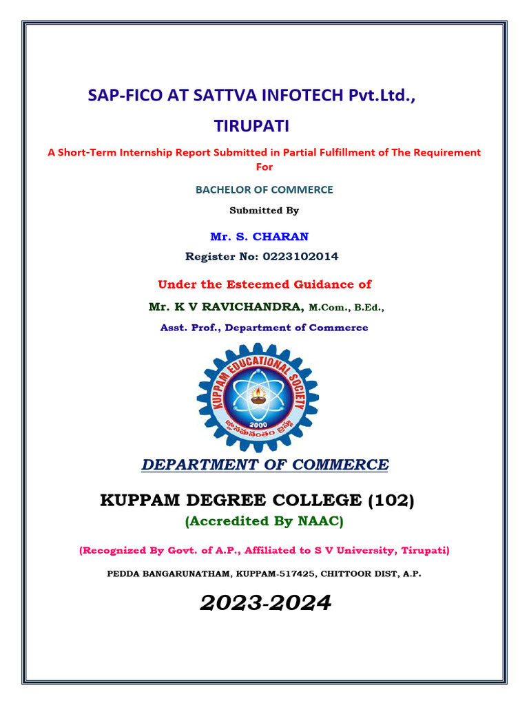 SAP-FICO Internship Report at Sattva Infotech | PDF | Educational ...