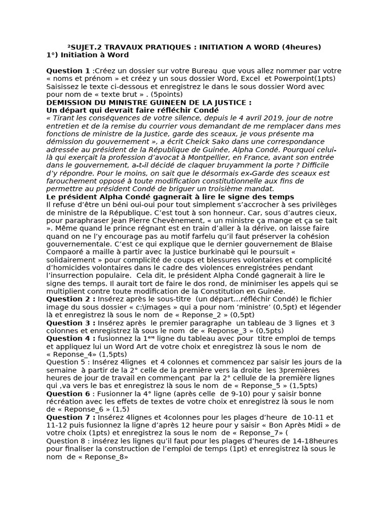 Initiation à Word et Excel : Guide Pratique | PDF | Facture | Microsoft ...