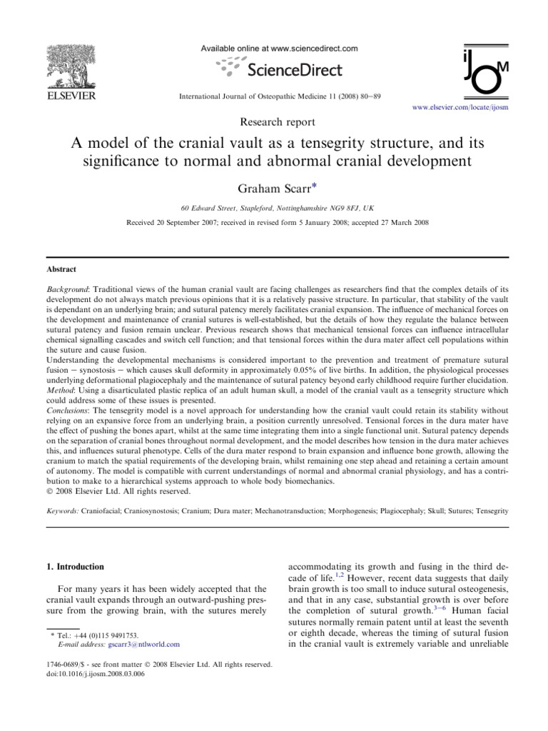 A Model of The Cranial Vault As A Tensegrity Structure, and Its ...