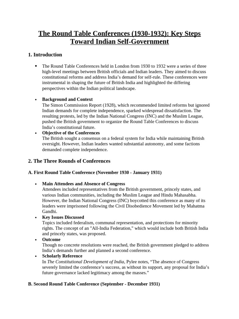 The Round Table Conferences | PDF | Muhammad Ali Jinnah | All India ...