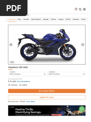 Yamaha YZF-R25 Price and Specs Overview | PDF | Motorcycle | Engines