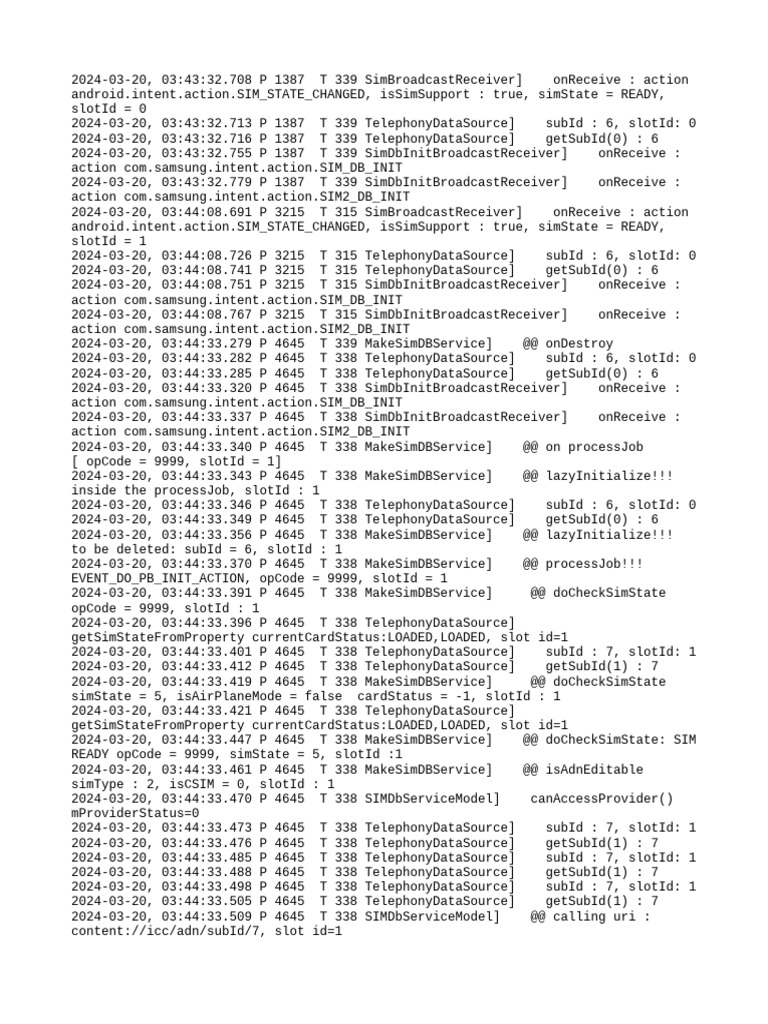 SIM State Change and Database Initialization | PDF | Computers ...