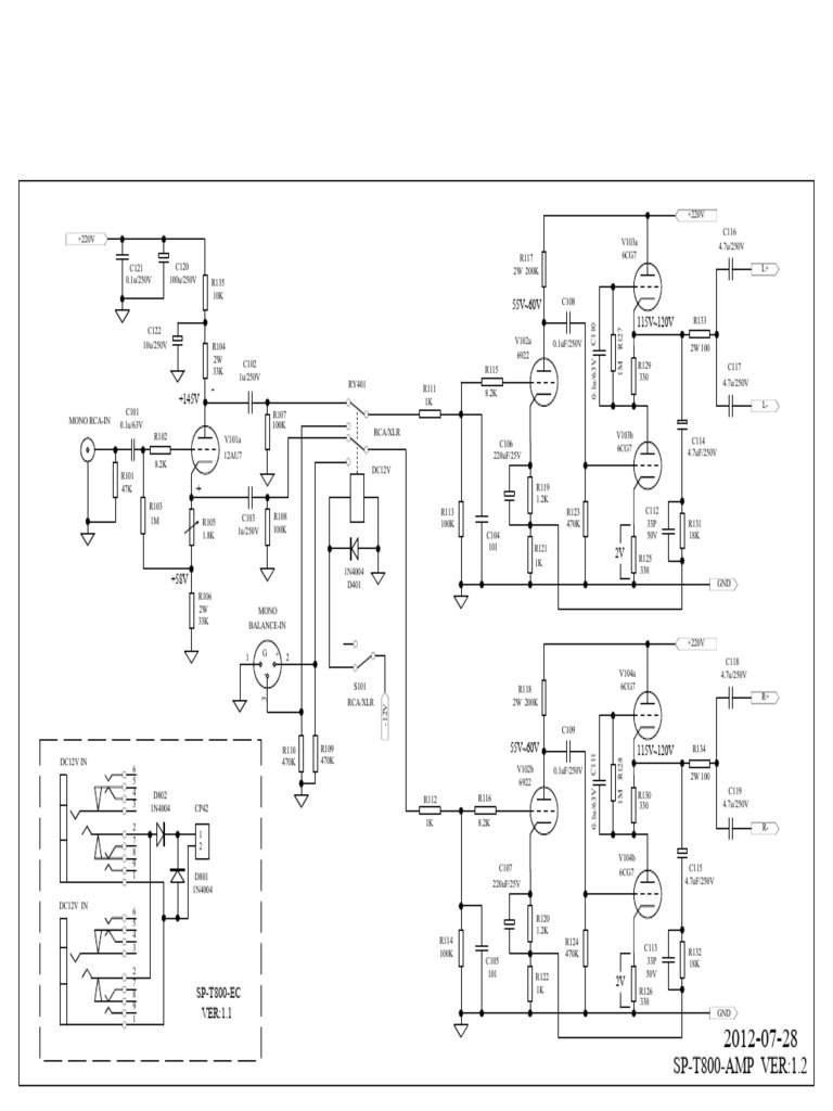 SP-T800-AMP Schematic Diagram | PDF