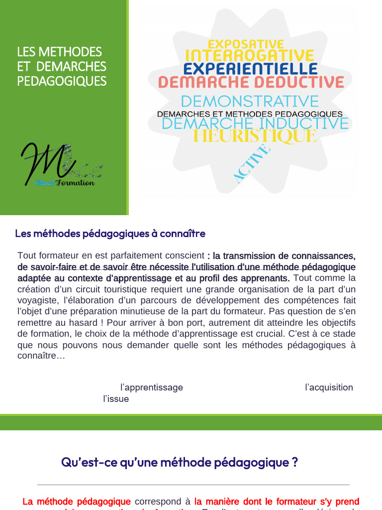 Méthodes et démarches pédagogiques | PDF | Pédagogie | Apprentissage