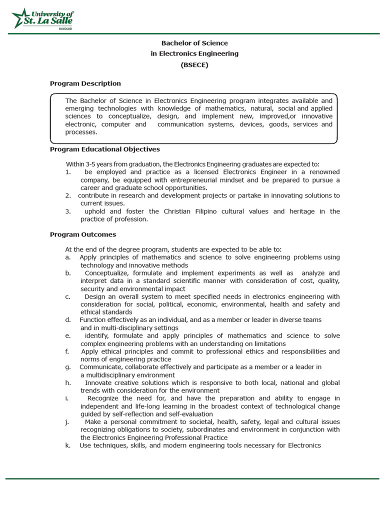BSECE Program Overview and Curriculum | PDF | Trigonometric Functions ...