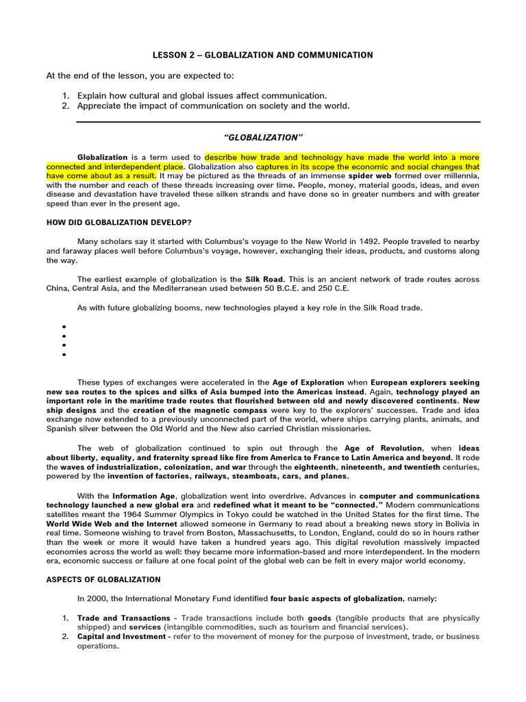 Globalization's Impact on Communication | PDF | Globalization ...